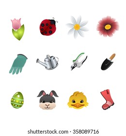 A vector illustration of spring icon sets