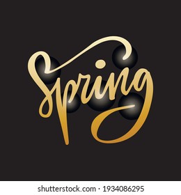 Ilustración vectorial de la palabra caligráfica aislada de primavera para banner, afiche, saludo, tarjeta, fondo, ropa o diseño de producto. Grabación manuscrita de escritura creativa para uso digital o impresión
