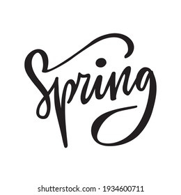 Vector illustration of spring isolated calligraphic word for banner, poster, greeting, card, background, clothing or product design. Handwritten creative lettering for digital use or print