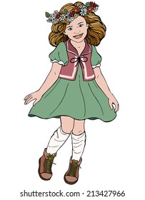 Vector illustration, spring kid, cartoon concept, white background.
