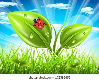 Vector illustration of spring landscape. 