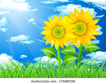 Vector illustration of spring landscape.