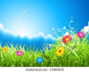 Vector illustration of spring landscape.