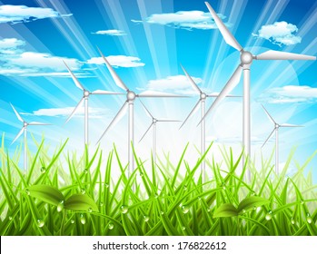 Vector illustration of spring landscape. 