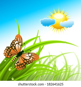 Vector illustration of spring landscape.