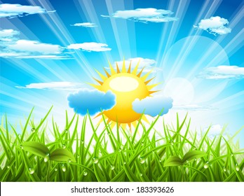 Vector illustration of spring landscape.