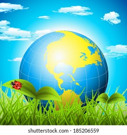 Vector illustration of spring landscape.
