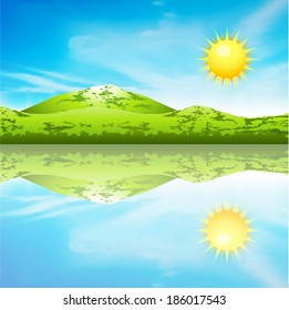 Vector illustration of spring landscape.