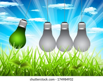 Vector illustration of spring landscape and bulbs. Eco concept.