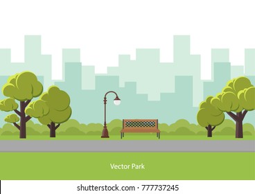 Vector Illustration. Spring Landscape Of The City Park.