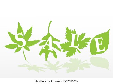 Vector illustration of spring leaves - Spring Sale. Vector Illustration