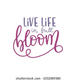 Vector illustration of spring lettering isolated with decorative elements. Hand drawn calligraphy quote for card, poster, t-shirt, party designs.