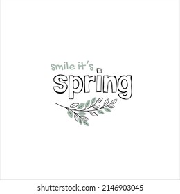 Vector illustration of spring lettering isolated set with decorative elements of sun, chickens, willow, tulip, butterflies, bee, garden