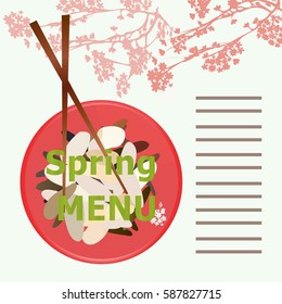Vector illustration Spring menu, Japanese restaurant, cafe