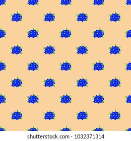 Vector illustration. Spring paper with abstract cute forget-me-not flowers in green, beige and blue colors. Floral seamless pattern.