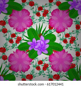 Vector illustration. Spring paper with abstract cute flowers on a white background. Floral seamless pattern.