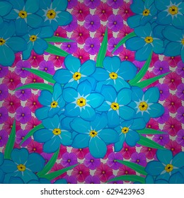 Vector illustration. Spring paper with abstract cute forget-me-not flowers on a beige background. Floral seamless pattern.