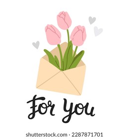 Vector illustration of spring print with cute doodle envelope  and flowers