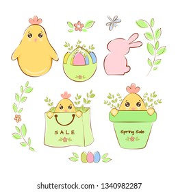 Vector illustration spring sale, a set of elements