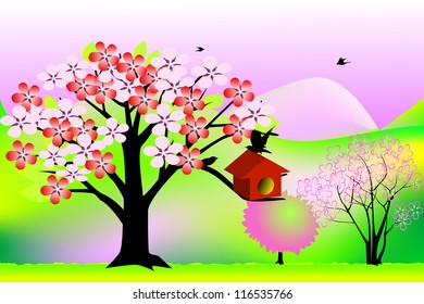 vector illustration of spring scene