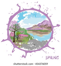 Vector illustration of spring season. Can be use for calendar.