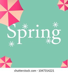 Vector illustration of a spring season,with a bright umbrella.