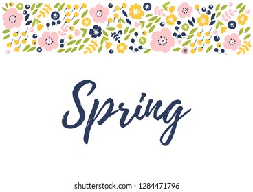 Ilustración vectorial del texto del muelle y del fondo floral. Útil para volantes, folletos, invitaciones, afiches. Vacaciones de temporada, fin de semana, logo de vacaciones.