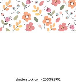 Vector illustration of spring text and floral background. Useful for flyers, brochure, invitation, posters. Season vacation, weekend, holiday logo.