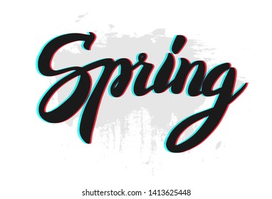 Vector illustration of Spring text. Good for card, poster, banner, invitation, postcard, icon. Calligraphy background. Hand lettering typography poster. EPS 10 