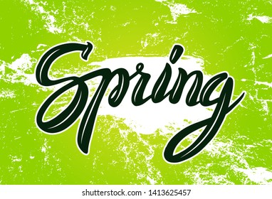 Vector illustration of Spring text. Good for card, poster, banner, invitation, postcard, icon. Calligraphy background. Hand lettering typography poster. EPS 10 