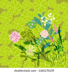 Vector illustration spring themes. Set of colour plants