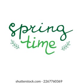 Vector illustration of spring time lettering isolated with decortive elements