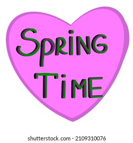 Vector illustration spring time ,text in pink heart