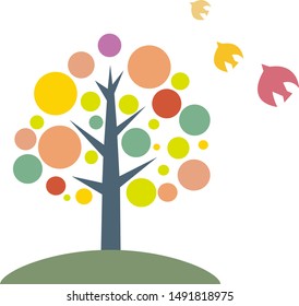 vector illustration. Spring tree. 
Cute bird. Cherry Blossoms .