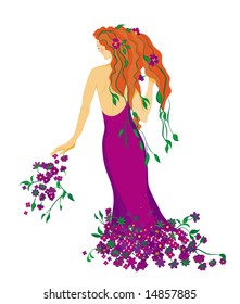 vector illustration of spring woman