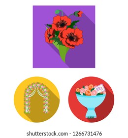 Vector illustration of spring and wreath icon. Set of spring and blossom stock symbol for web.