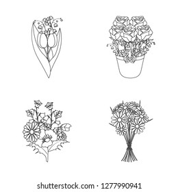 Vector illustration of spring and wreath icon. Set of spring and blossom stock symbol for web.