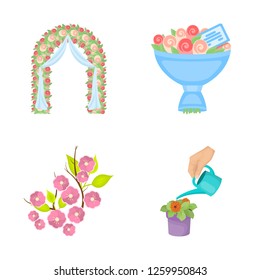 Vector illustration of spring and wreath sign. Set of spring and blossom stock vector illustration.