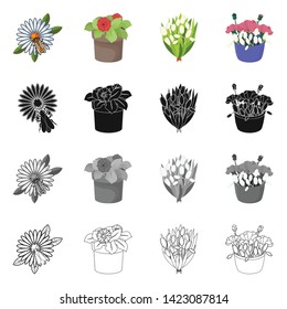 Vector illustration of spring and wreath symbol. Set of spring and blossom vector icon for stock.