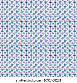Vector illustration. Springtime contemporary abstract flower seamless pattern in blue, neutral and gray colors.