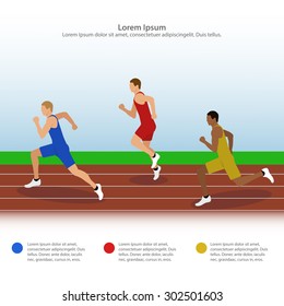 Vector illustration of sprinters on the treadmill.