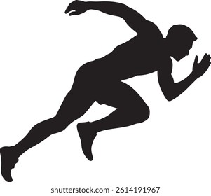 Vector Illustration of a Sprinting Athlete Silhouette - Dynamic Running Pose