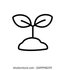 A vector illustration of a sprout in outlined style, isolated on a white background. Ideal for nature, growth, sustainability, and eco-friendly-themed designs.