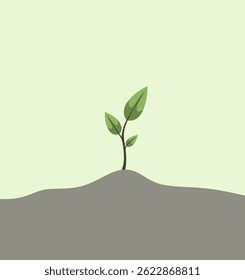 Vector illustration, a sprout sprouting from the ground