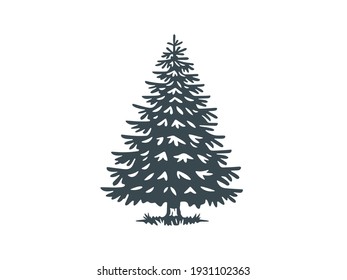 Vector illustration of a spruce tree. Monochrome version.