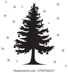 Vector illustration of a spruce tree. Monochrome version.