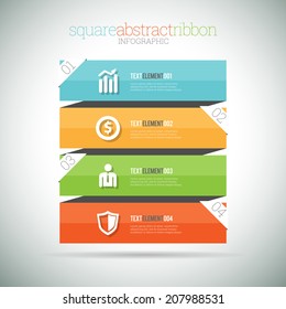 Vector illustration of square abstract ribbon infographic element.