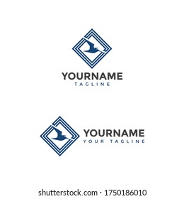 vector illustration of a square and bird symbol graphic - Isolated on a white background, just add your name to your design, logo design