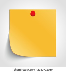 Vektorgrafik eines quadratischen, roten Papiers mit hellgelbem Hintergrund für Memo-Schrift auf der Oberfläche mit rotem Stift