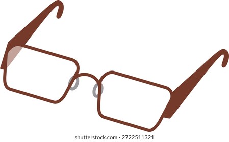Vector illustration of square brown-framed glasses